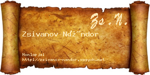 Zsivanov Nándor névjegykártya