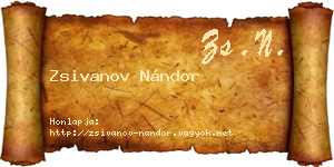 Zsivanov Nándor névjegykártya